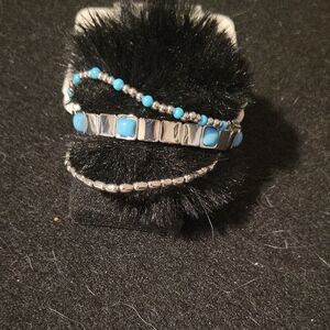 Silver and Turquoise Multi-Strand Beaded Bracelet